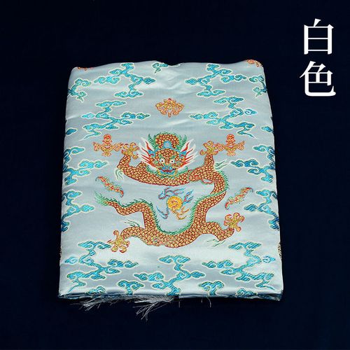 藏族龙纹哈达 蒙古礼仪用品八吉祥丝绸哈达饰品围巾配饰献哈达 白色